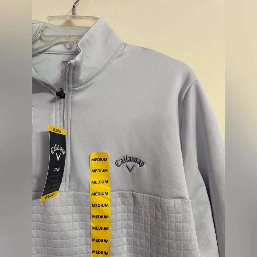 Callaway Gray Men's Quarter Zip UV 50 Sun Protection Pullover Medium M - Picture 2 of 4